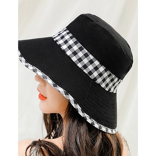 Female basic cotton sun hat, color block