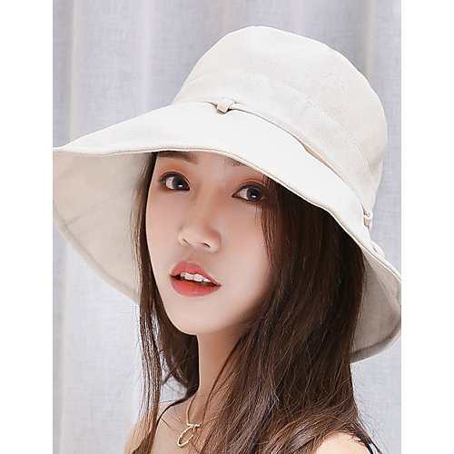 Women basic cute cotton sun hat, color block