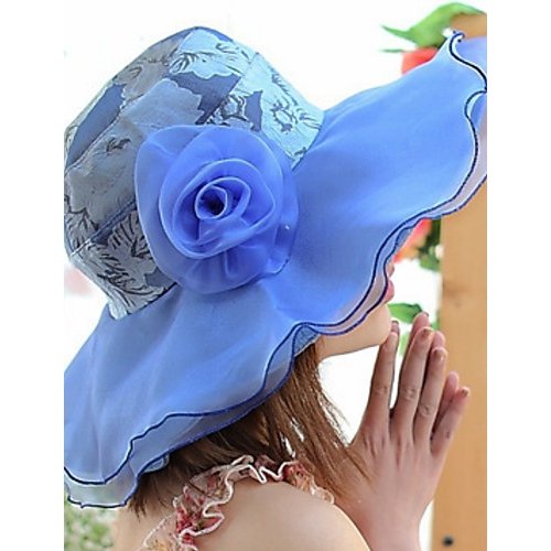 Women basic cute cotton linen lace sun hat, flower